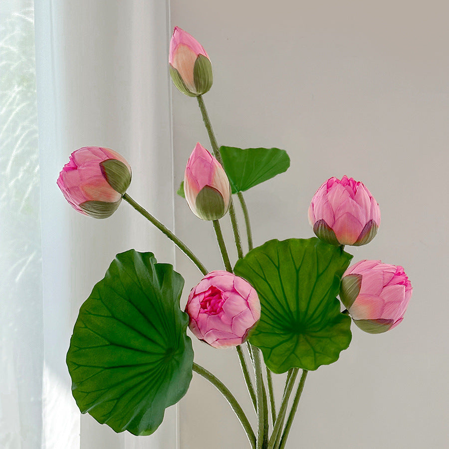 Fake Lotus Flower Decorations Set - Pink, White, Pollen & Blooming Styles