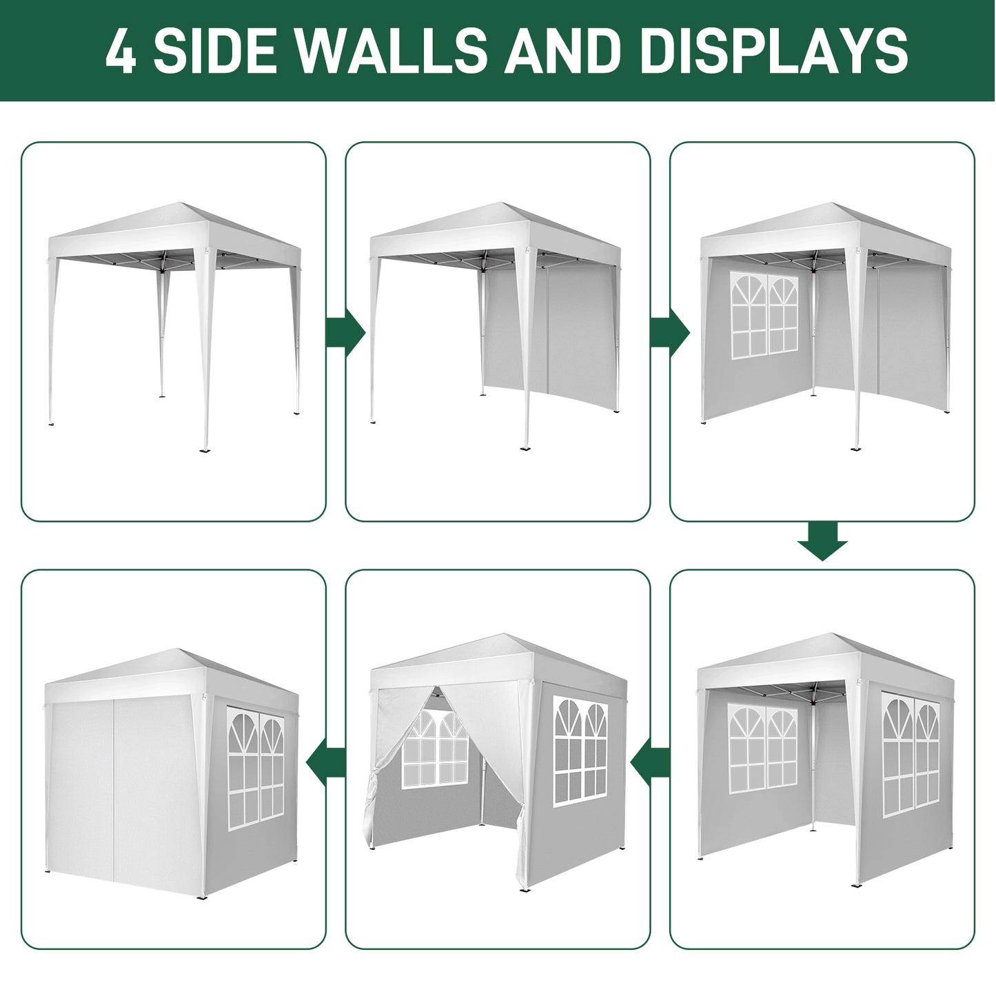 Portable 6.5x6.5ft White Folding Canopy Tent with Sidewalls