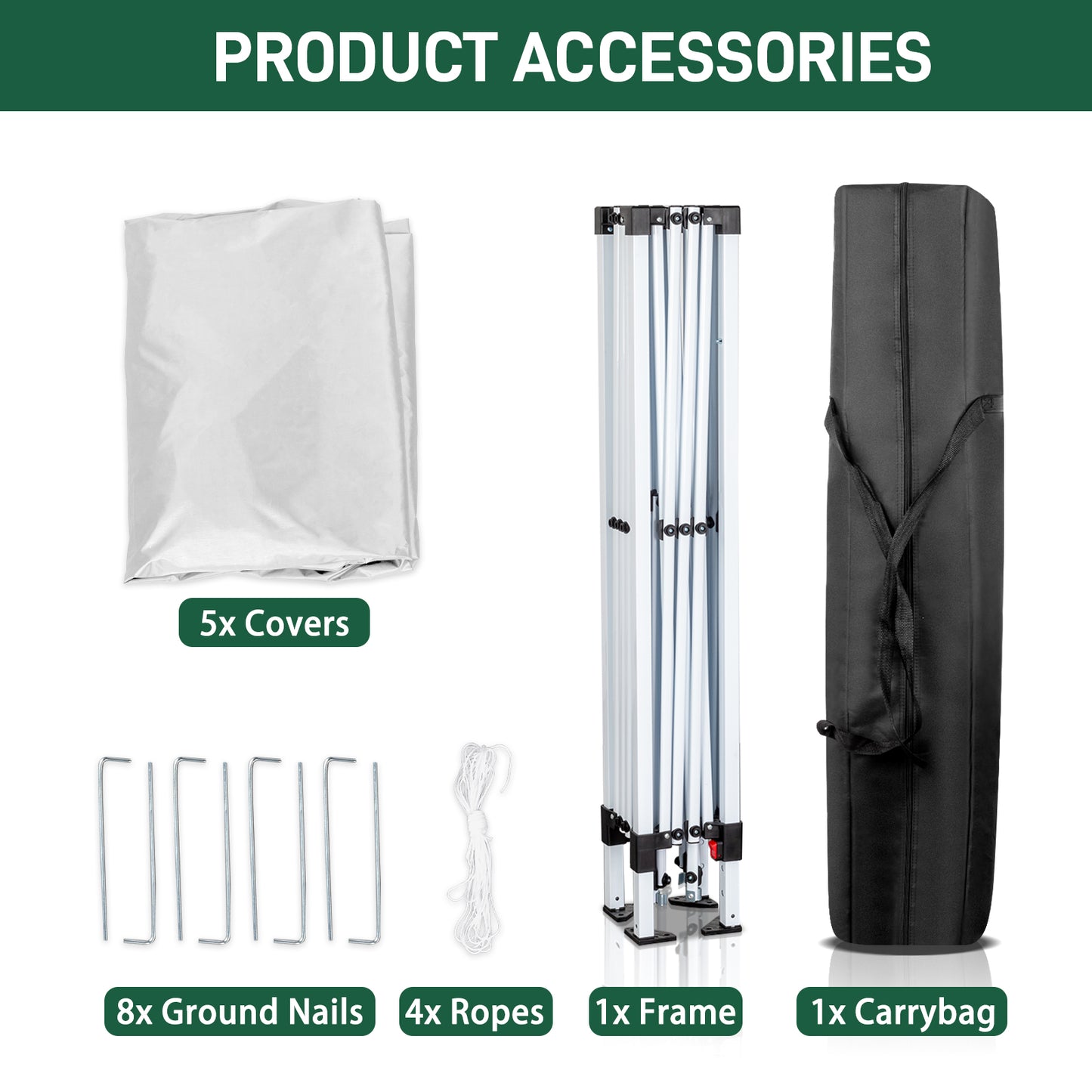 Portable 6.5x6.5ft White Folding Canopy Tent with Sidewalls