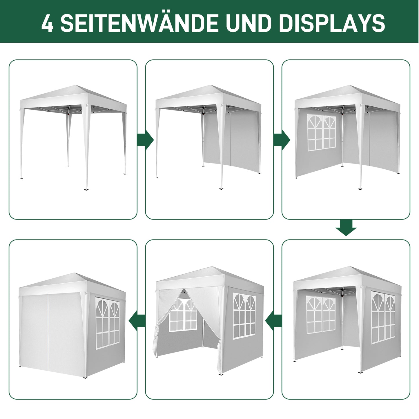 Portable 6.5x6.5ft White Folding Canopy Tent with Sidewalls