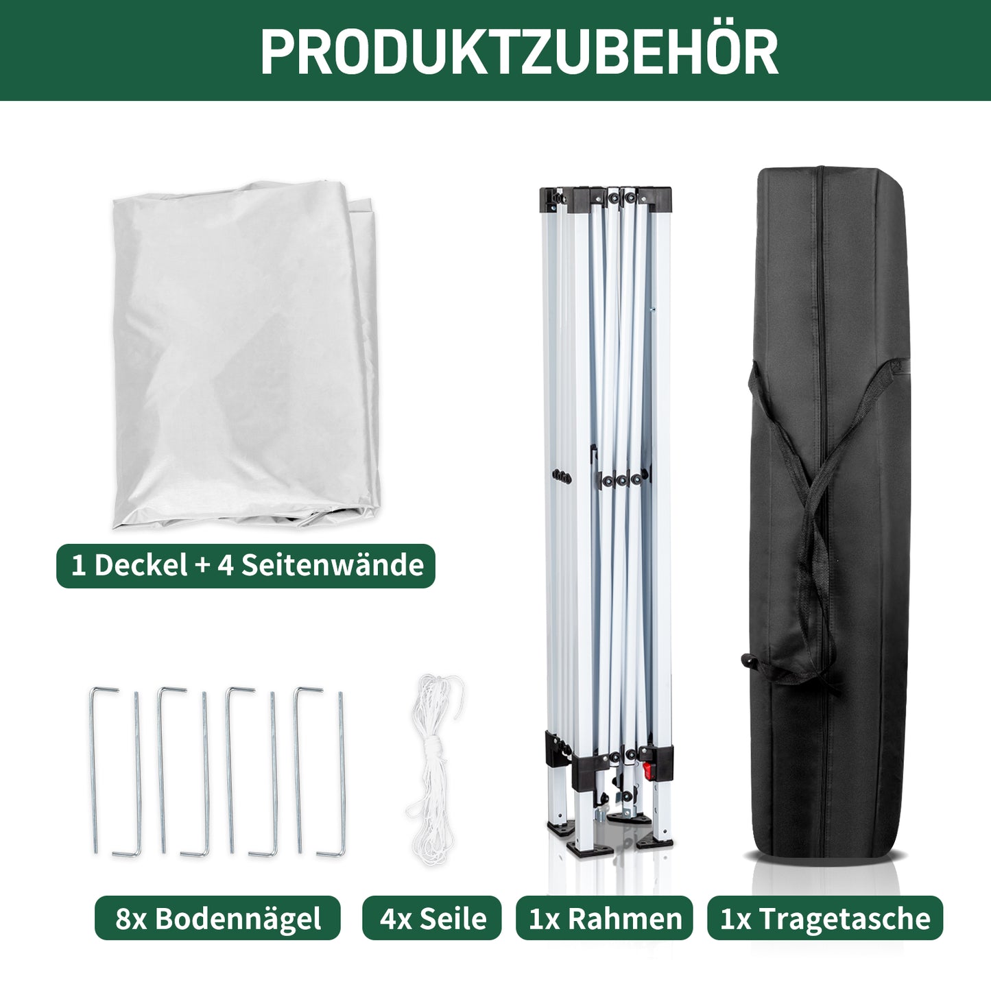 Portable 6.5x6.5ft White Folding Canopy Tent with Sidewalls