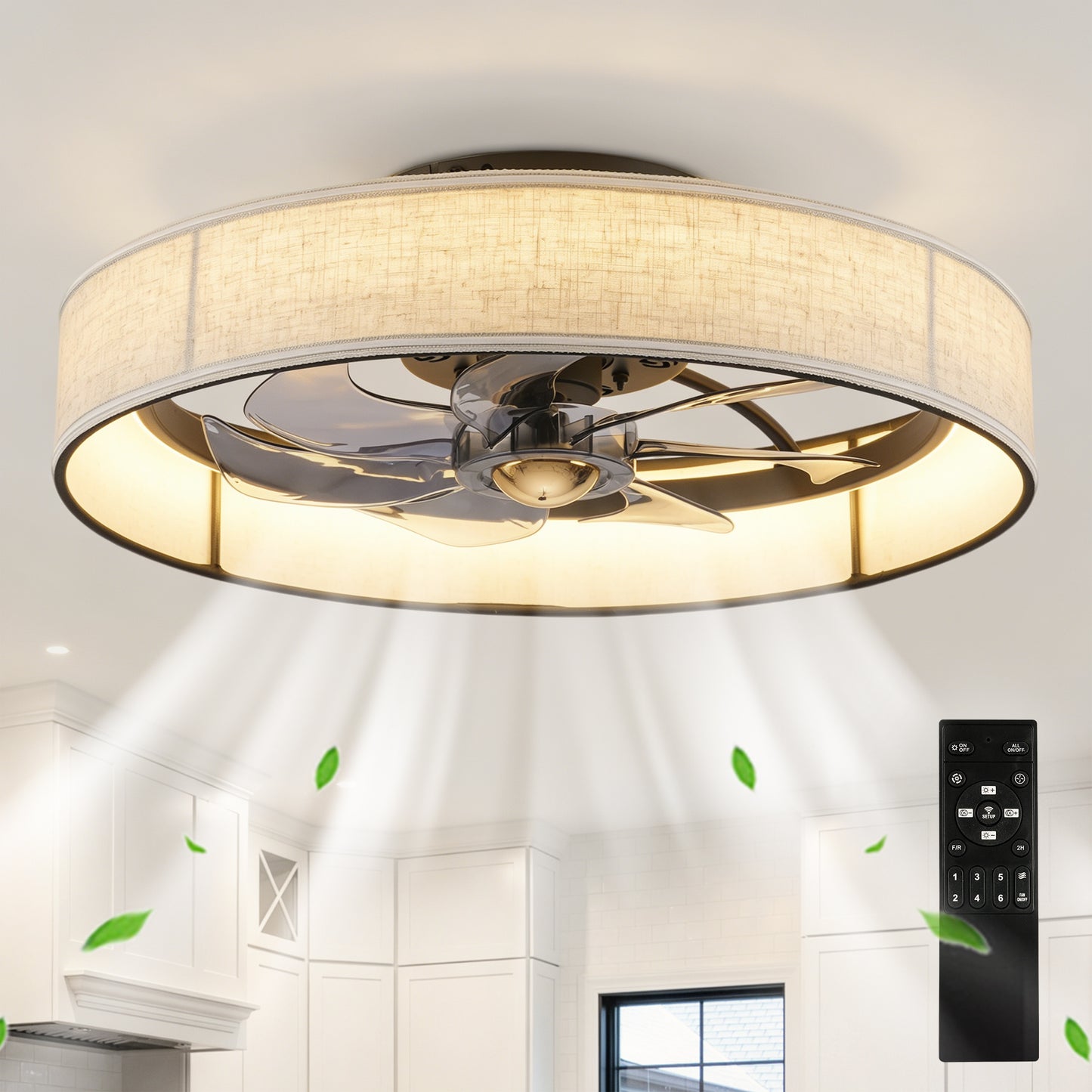 20" Matte Black Farmhouse Ceiling Fan with Remote Control - Quiet DC Motor