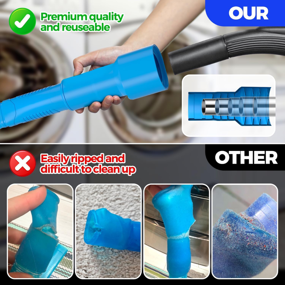 Blue Dryer Vent Cleaner Vacuum Attachment Kit - Flexible Hose for Lint Removal