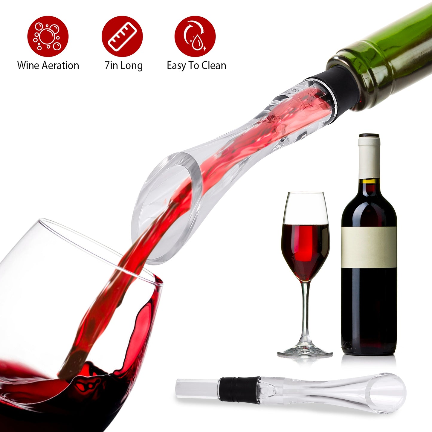 Wine Aerator Pourer with Drip Stopper - Clear