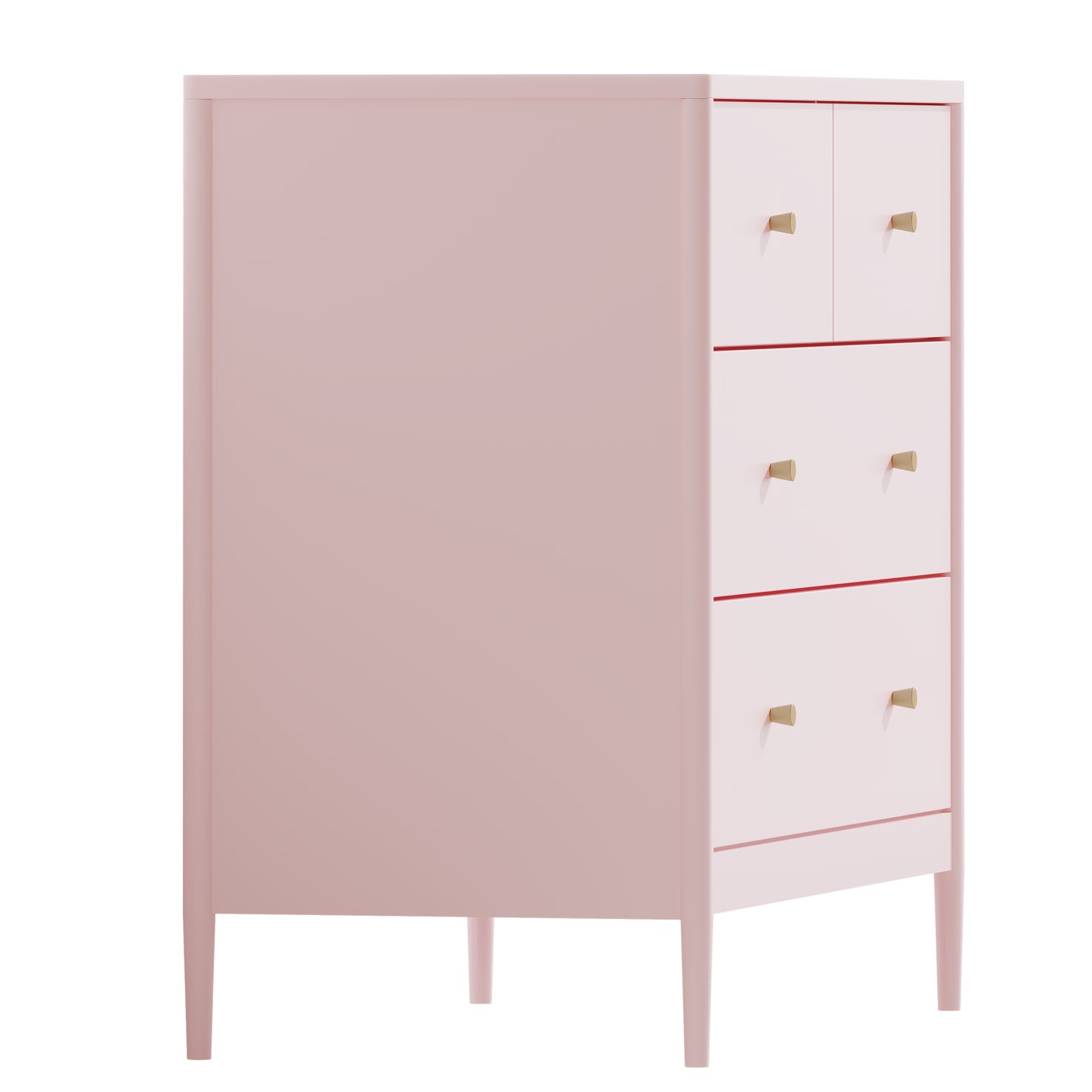 Pink 4-Drawer Wooden Kids Dresser - Modern Storage Cabinet