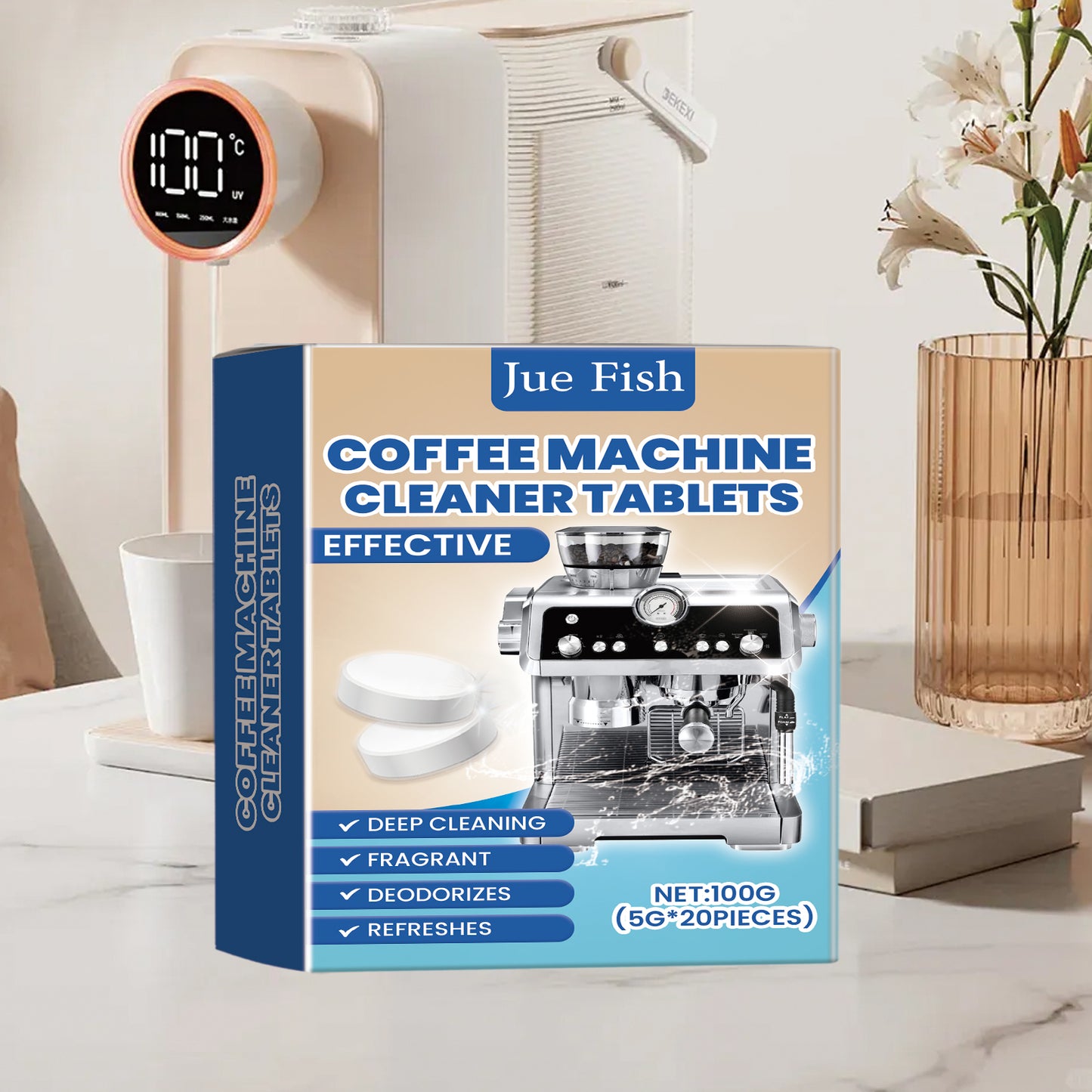 Coffee Machine Cleaning Effervescent Tablets 20-Pack - Fast & Easy Descaling