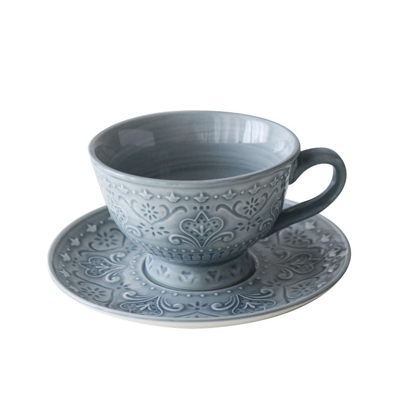 Ceramic UnderGlaze Dinner Plate with Blue Tulip Relief - Multiple Colors