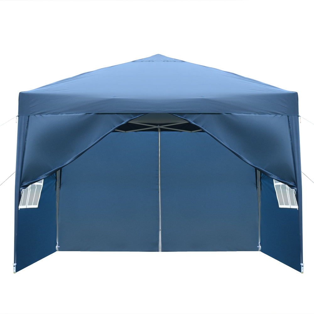 10x10ft Blue Waterproof Folding Tent with 2 Doors & 2 Windows