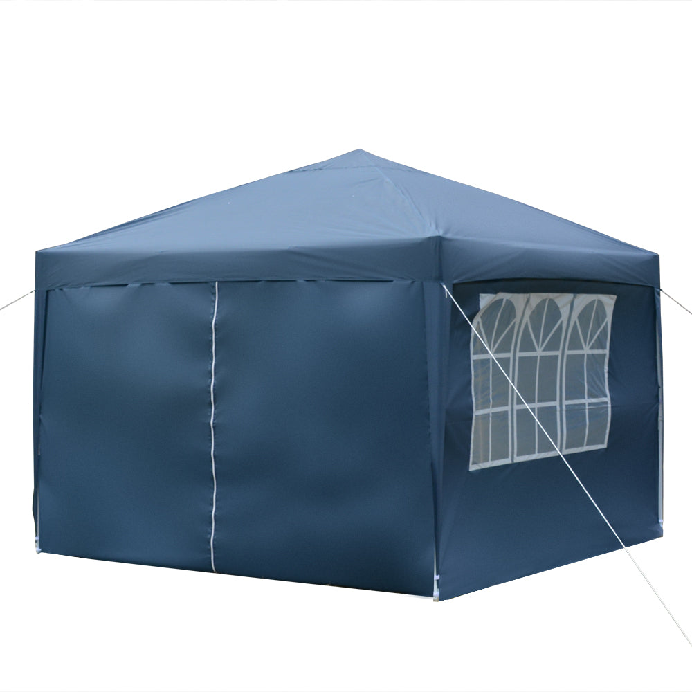 10x10ft Blue Waterproof Folding Tent with 2 Doors & 2 Windows