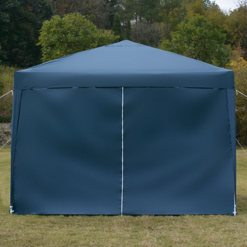 10x10ft Blue Waterproof Folding Tent with 2 Doors & 2 Windows