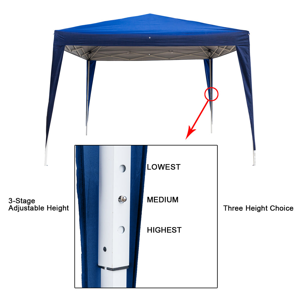 10x10ft Blue Waterproof Folding Tent with 2 Doors & 2 Windows