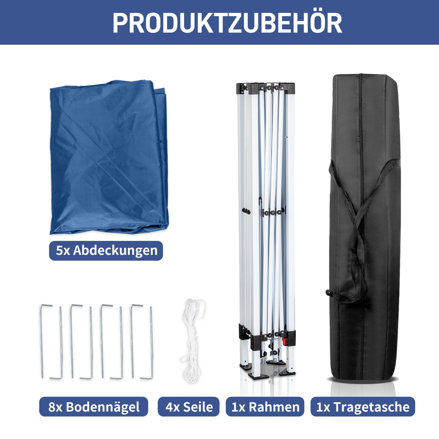 10x10ft Blue Waterproof Folding Tent with 2 Doors & 2 Windows