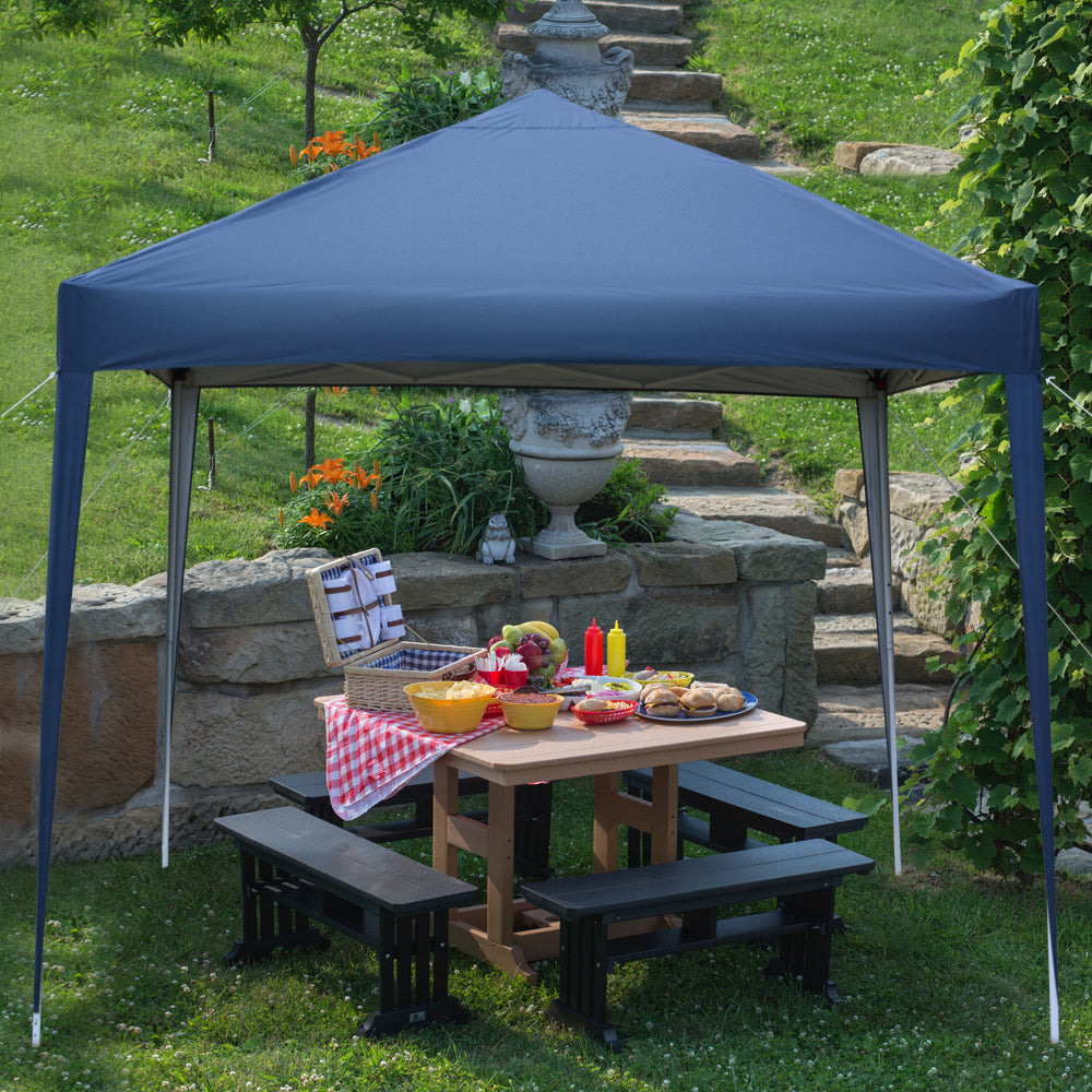 10x10ft Blue Waterproof Folding Tent with 2 Doors & 2 Windows