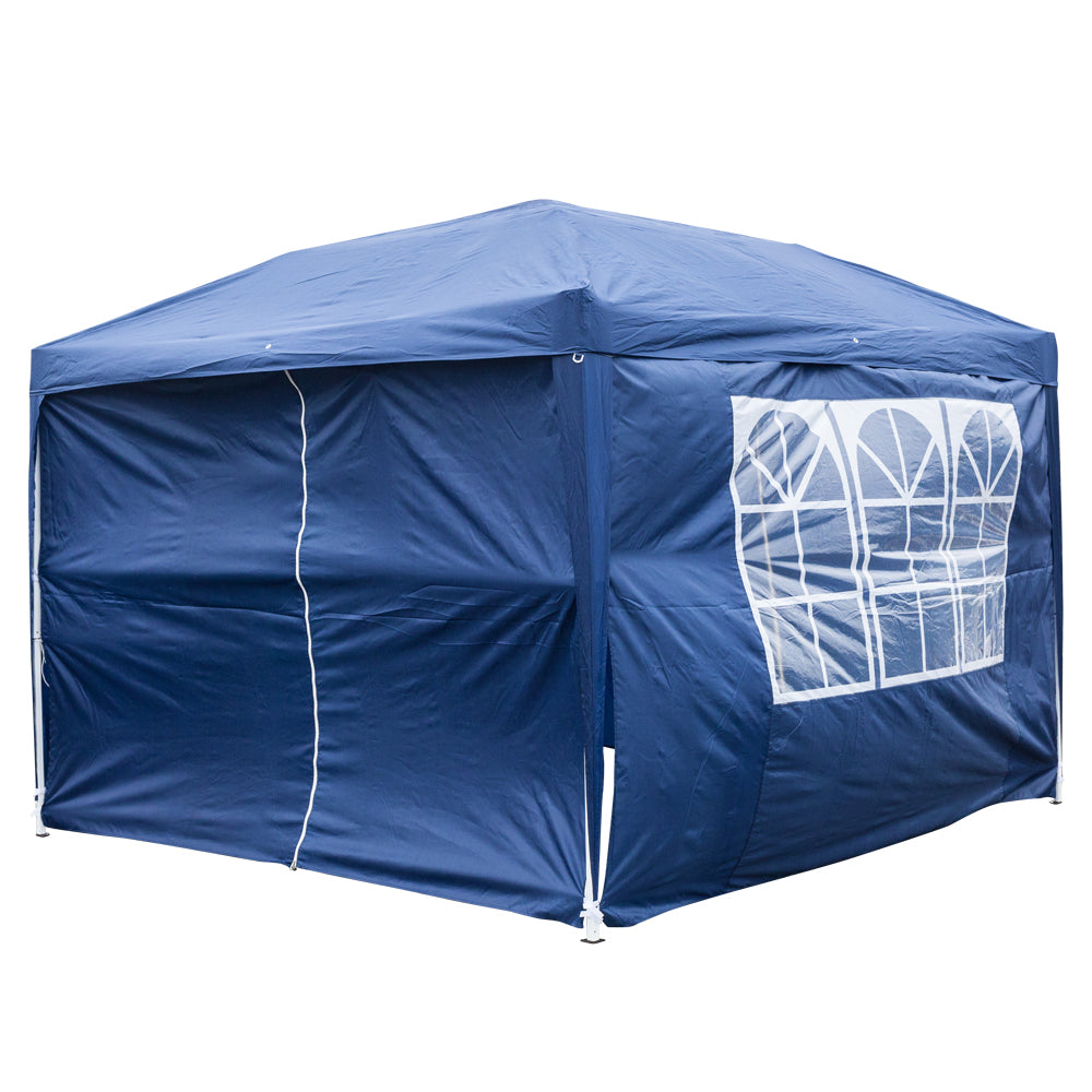 10x10ft Blue Waterproof Folding Tent with 2 Doors & 2 Windows