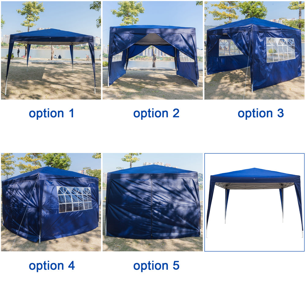 10x10ft Blue Waterproof Folding Tent with 2 Doors & 2 Windows