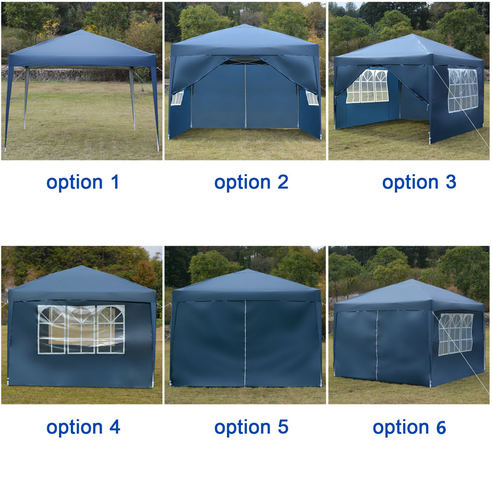 10x10ft Blue Waterproof Folding Tent with 2 Doors & 2 Windows