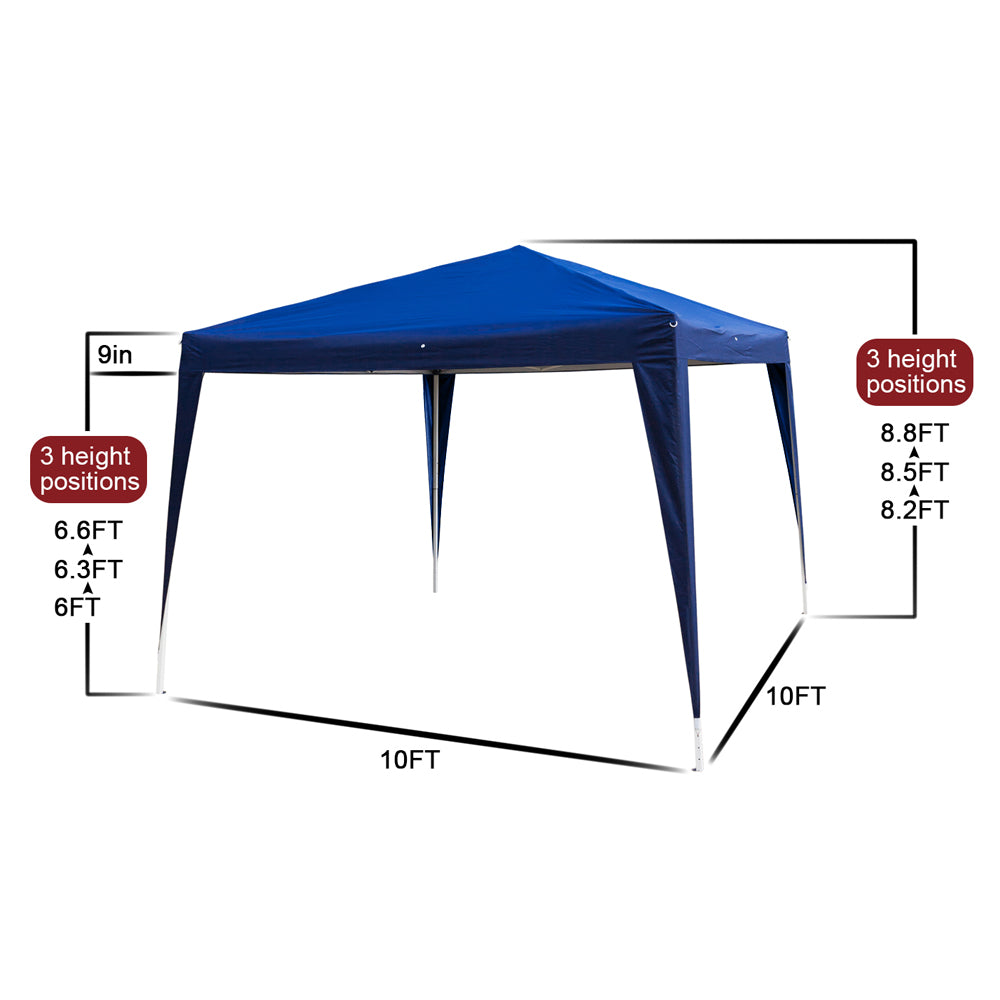 10x10ft Blue Waterproof Folding Tent with 2 Doors & 2 Windows