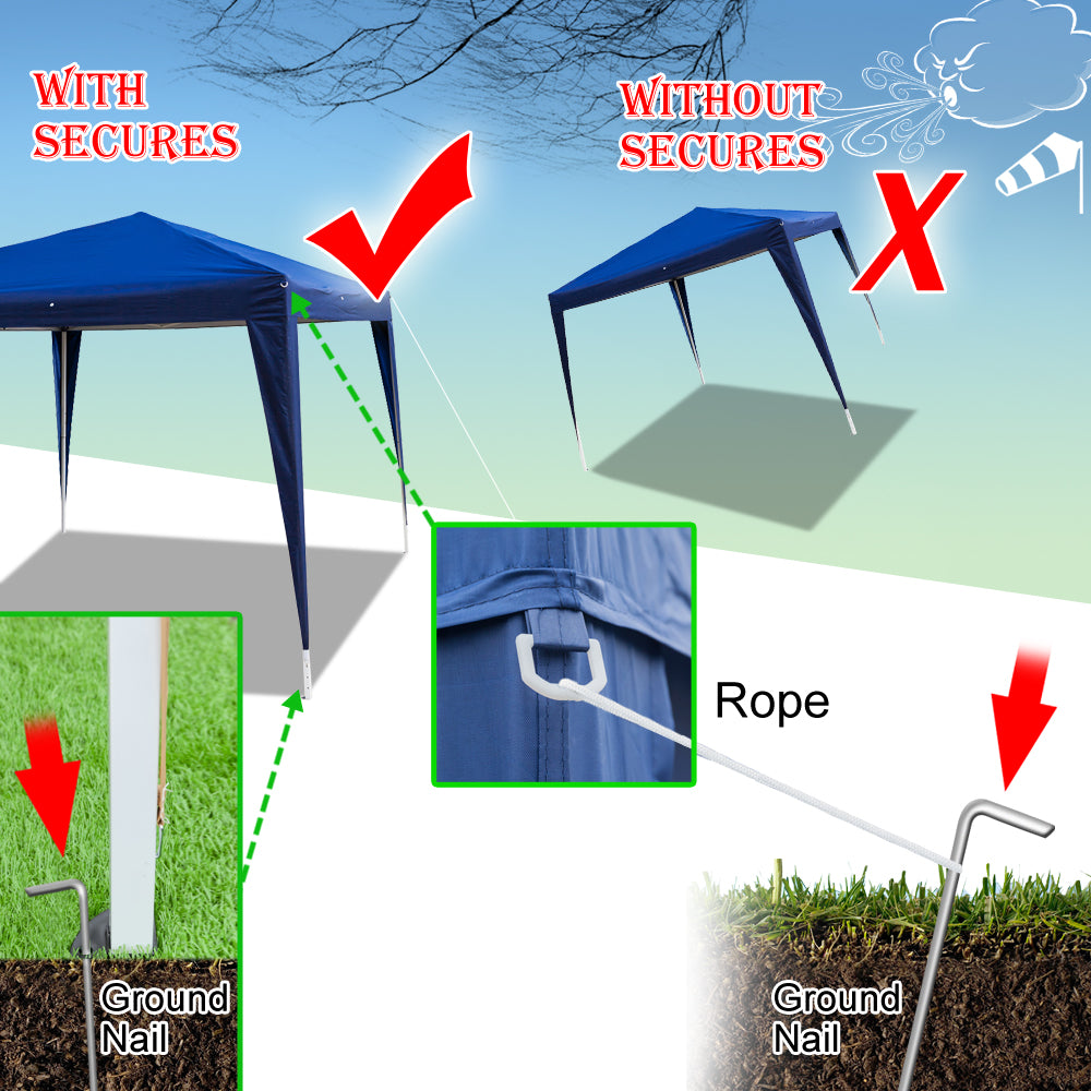 10x10ft Blue Waterproof Folding Tent with 2 Doors & 2 Windows