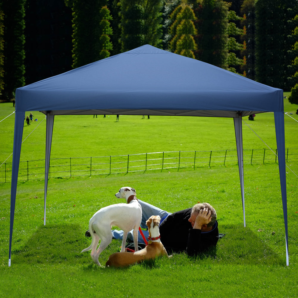 10x10ft Blue Waterproof Folding Tent with 2 Doors & 2 Windows