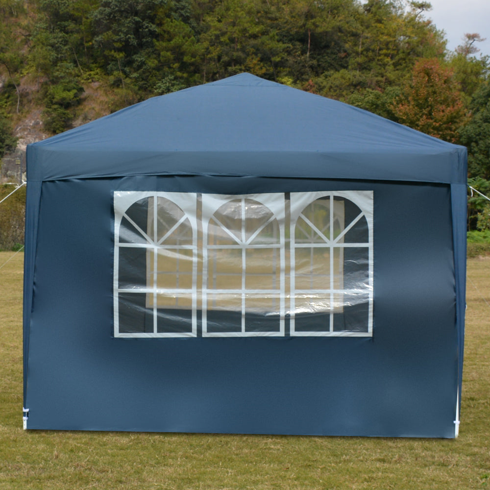 10x10ft Blue Waterproof Folding Tent with 2 Doors & 2 Windows