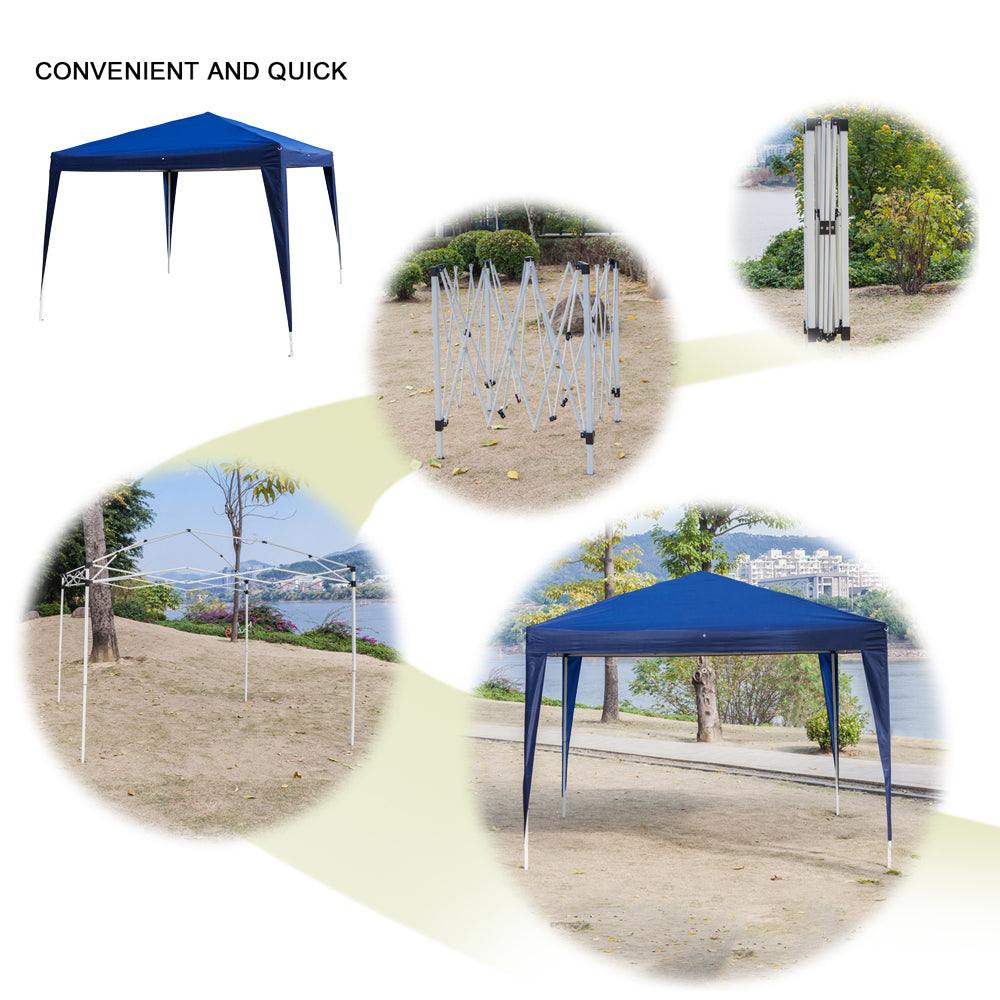 10x10ft Blue Waterproof Folding Tent with 2 Doors & 2 Windows