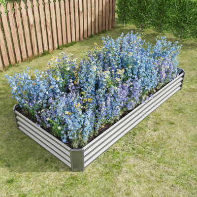 Metal Raised Garden Bed Kit 7.6x3.7ft for Vegetables, Flowers, Herbs - Black