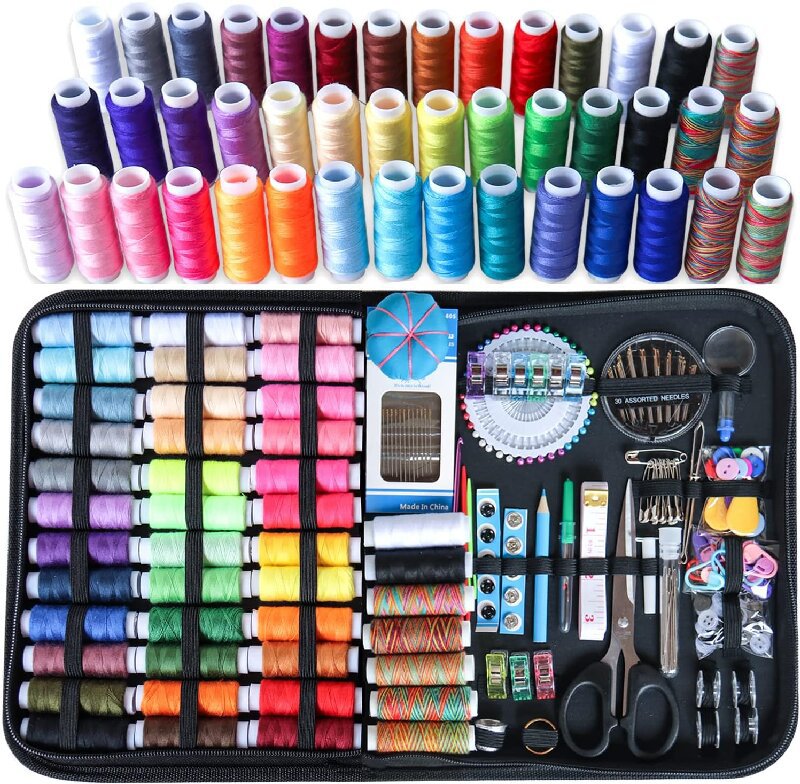Colorful Thread Sewing Kit with Storage Bag 205PCS Set for Crafts & Repairs