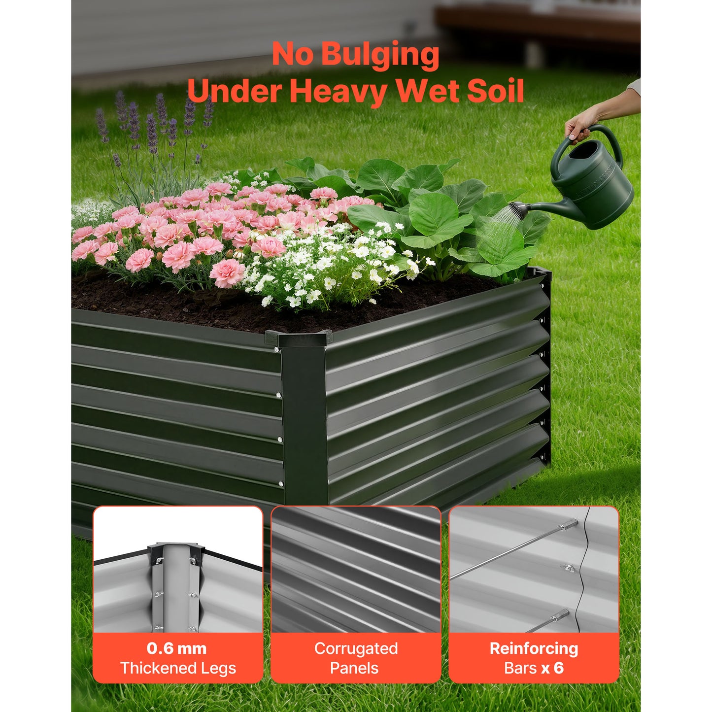 Galvanized Raised Garden Beds Set - 6.67 x 3.35 ft Outdoor Planter Boxes Kit with Gloves