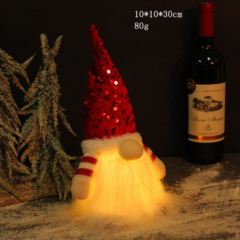 Christmas Decoration Sequins with Lights - Rudolph Doll Ornaments Set