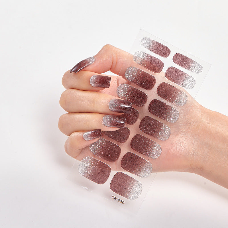 Gradient Onion Powder Nail Sticker Kit Tearable Color Nail Art Set for Manicure