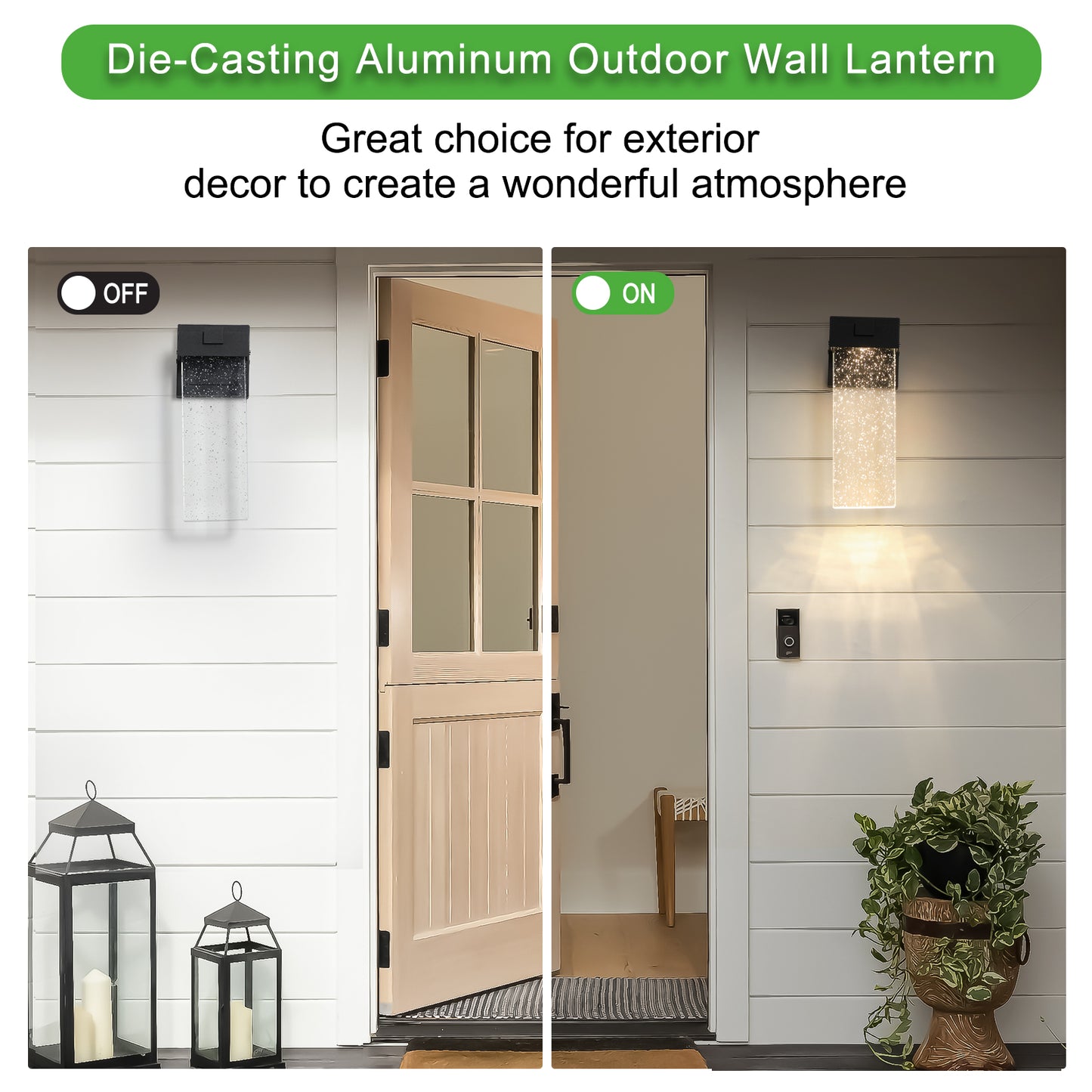 Outdoor Waterproof LED Crystal Wall Lamp - 12W, 2 Pack