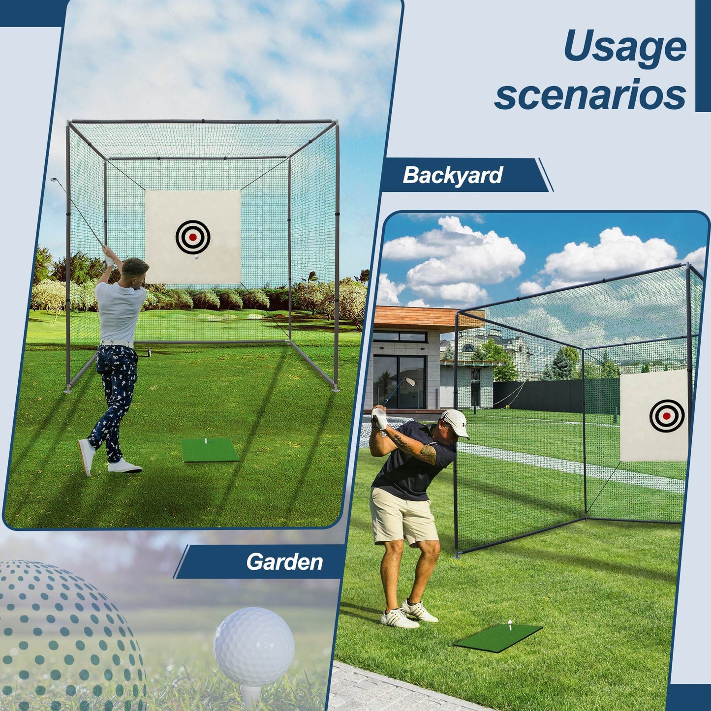 10x10x10 FT Golf Practice Net Cage - Indoor & Outdoor Use