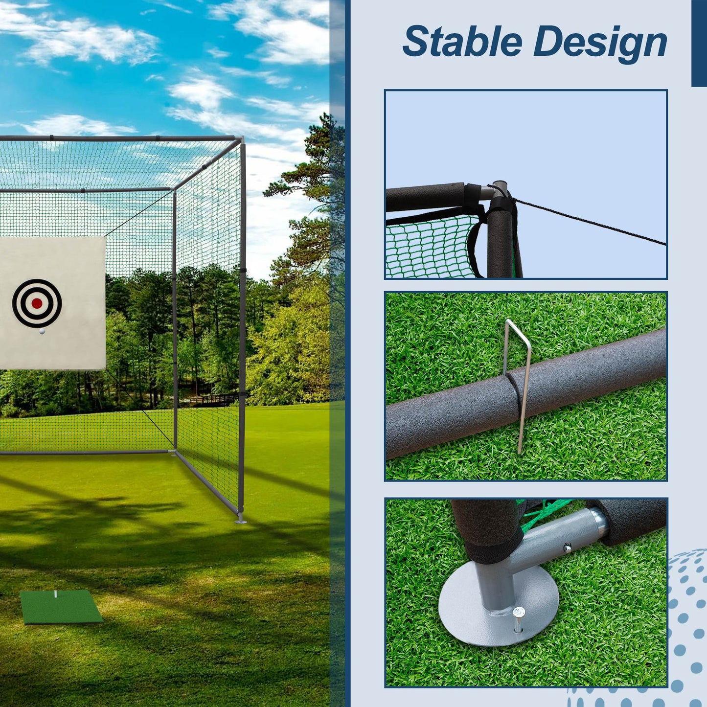 10x10x10 FT Golf Practice Net Cage - Indoor & Outdoor Use