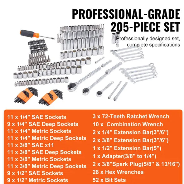 Mechanic Tool Kit with Portable Storage Case - Versatile Socket Set