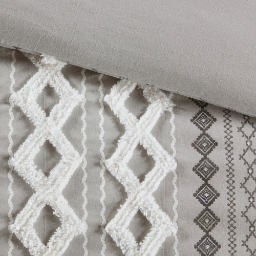 Full/Queen Cotton Duvet Cover Set with Chenille - Multicolor