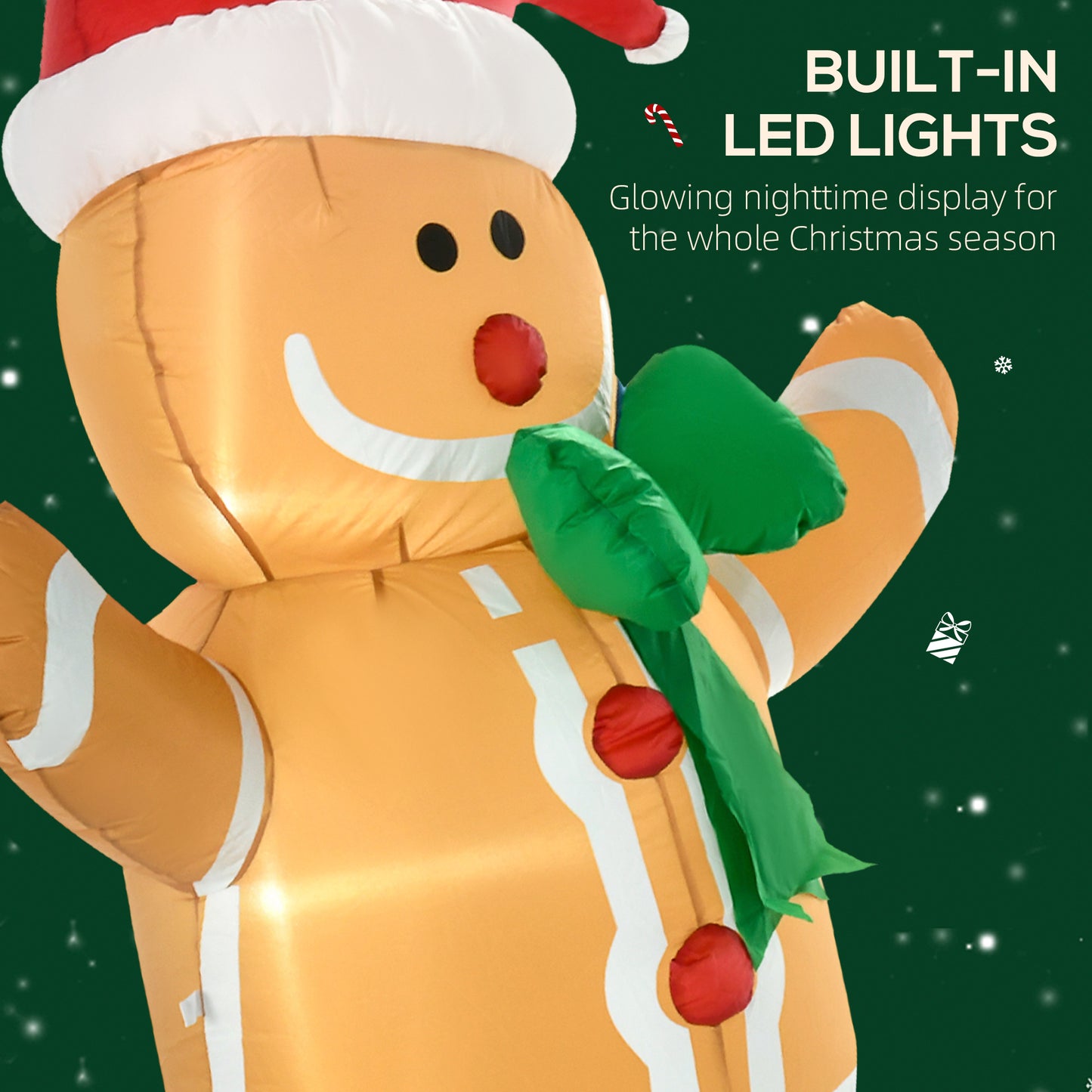 6ft Inflatable Gingerbread Man - Outdoor Christmas Decoration with LED Lights