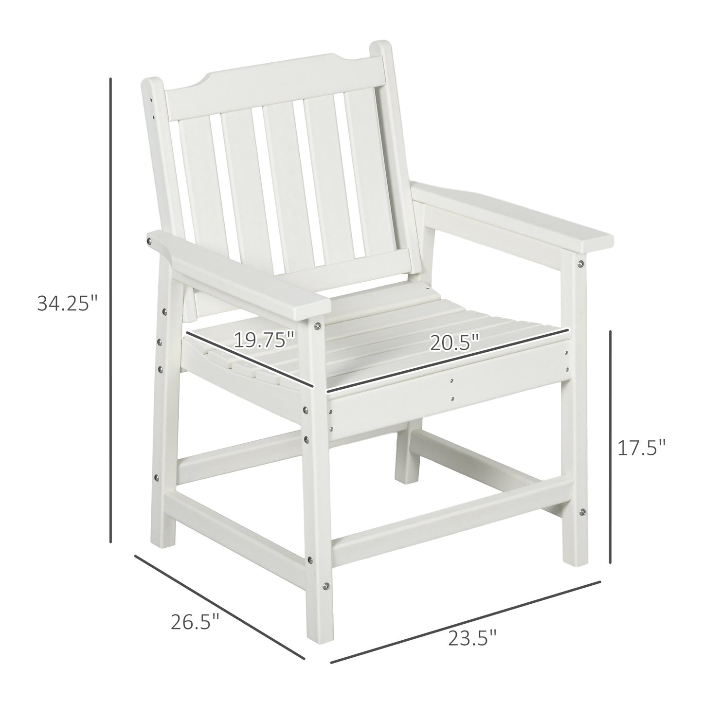 HDPE Outdoor Dining Chair - Heavy Duty, White Patio Furniture