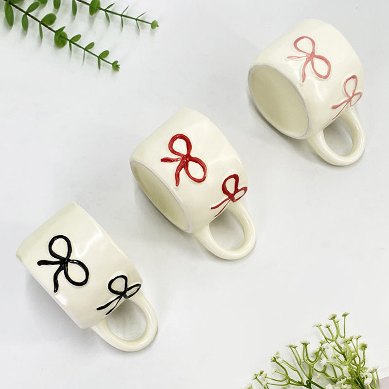 European Style Heart Hand Pinch Bow Coffee Cup - Porcelain Drinkware