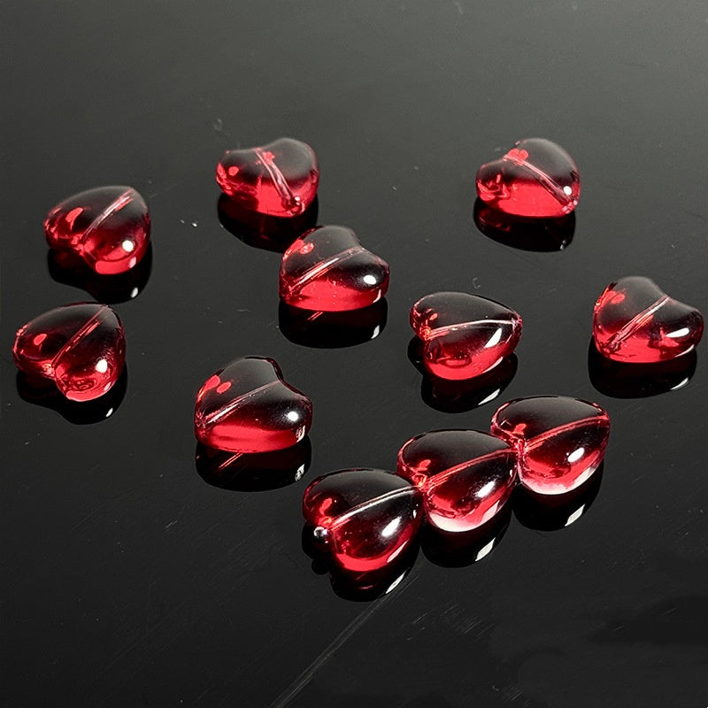 Love Peach Heart Glass Beads 12mm Handmade Jewelry Accessories