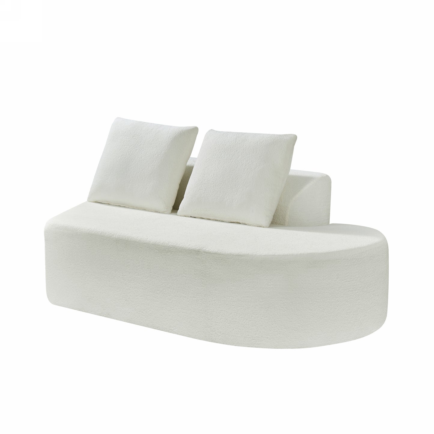 116" Modern Curved Sectional Sofa - Beige Upholstery, 2-Piece Set