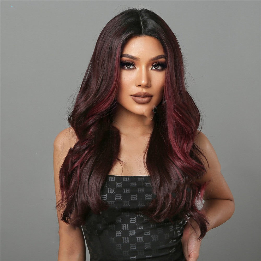 Long Curly Reddish Brown Silk Wig for Cosplay & Fashion
