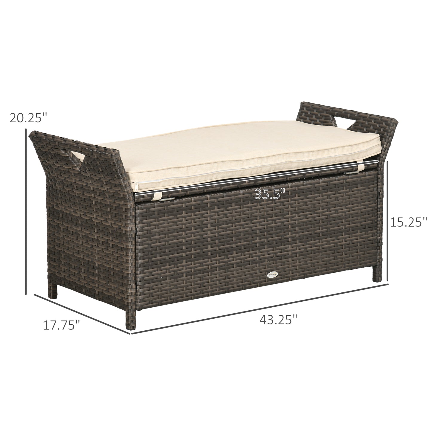 Outdoor Storage Bench with Cushion - 29 Gallon Cream White
