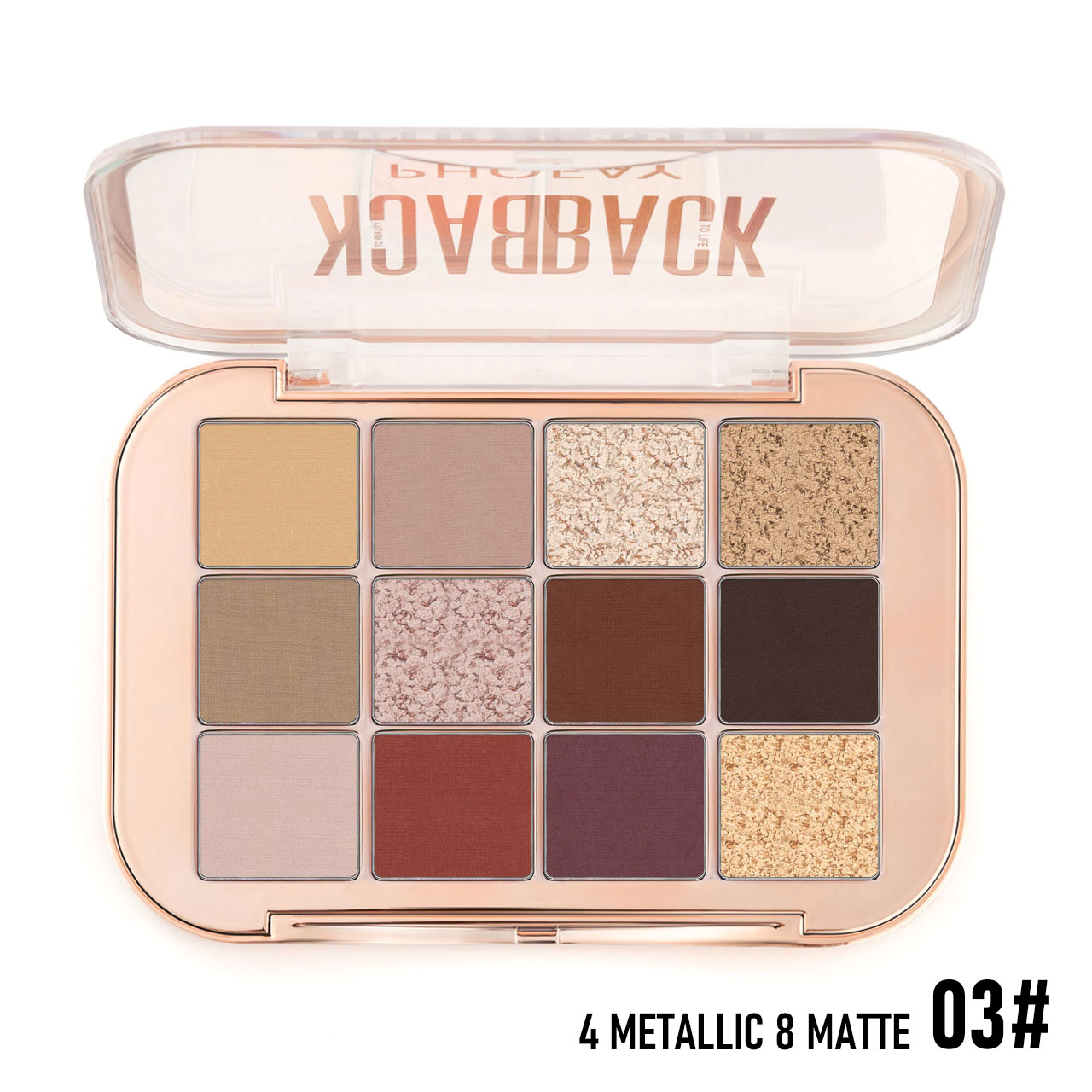 12-Color Eyeshadow Palette - Matte and Metallic Makeup Collection