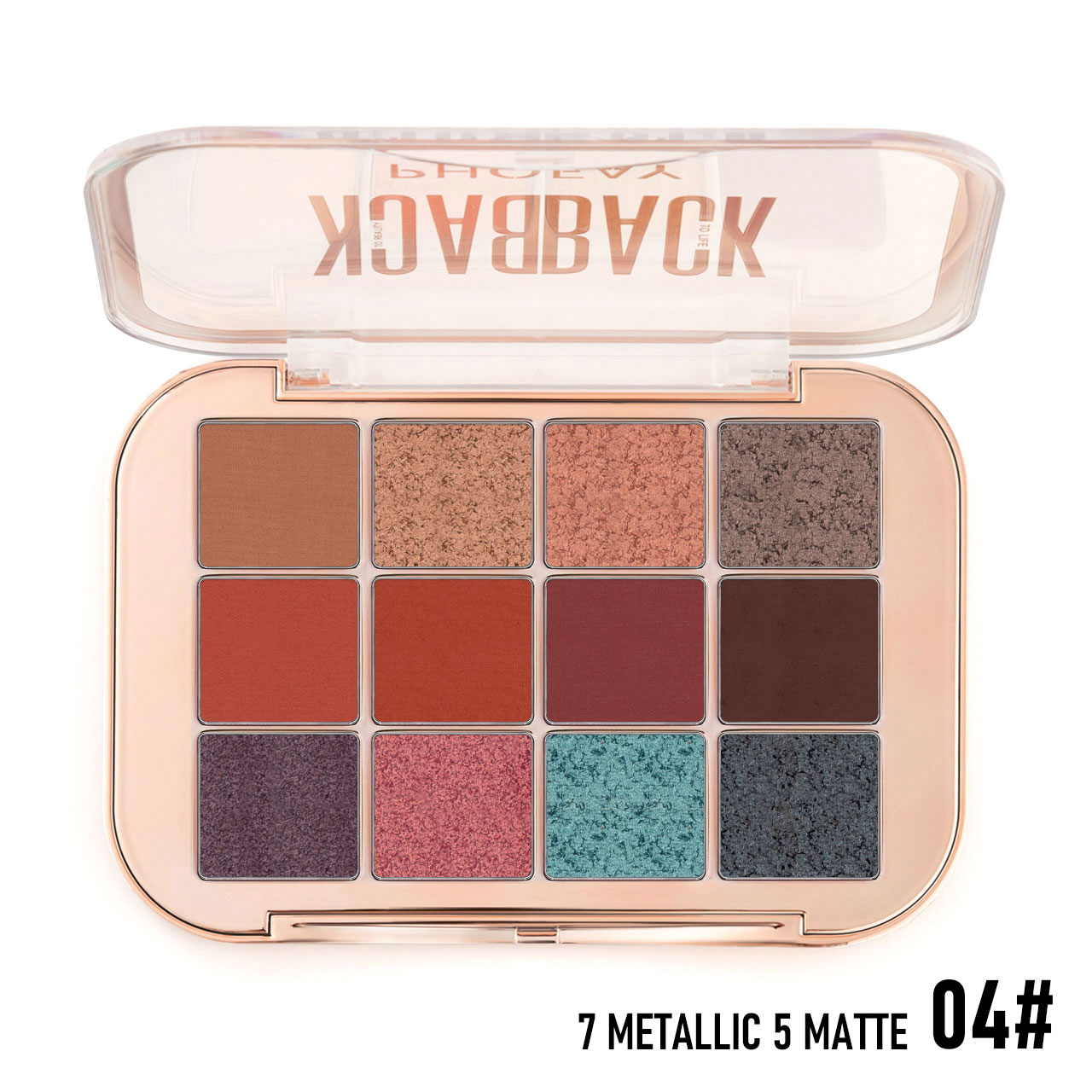 12-Color Eyeshadow Palette - Matte and Metallic Makeup Collection