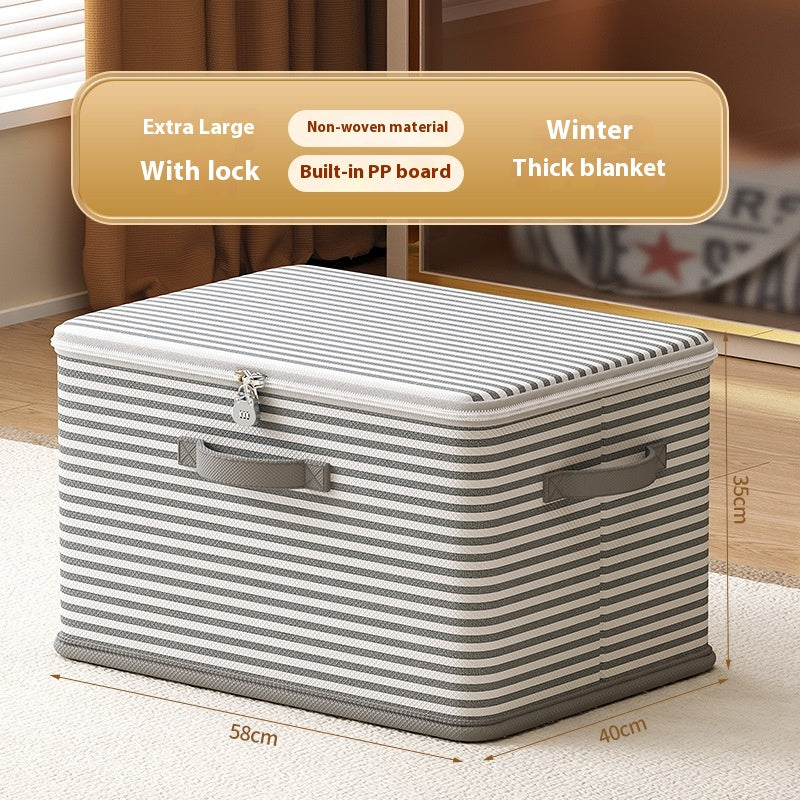 Large Lockable Clothes Storage Box with Handles for Home Organization