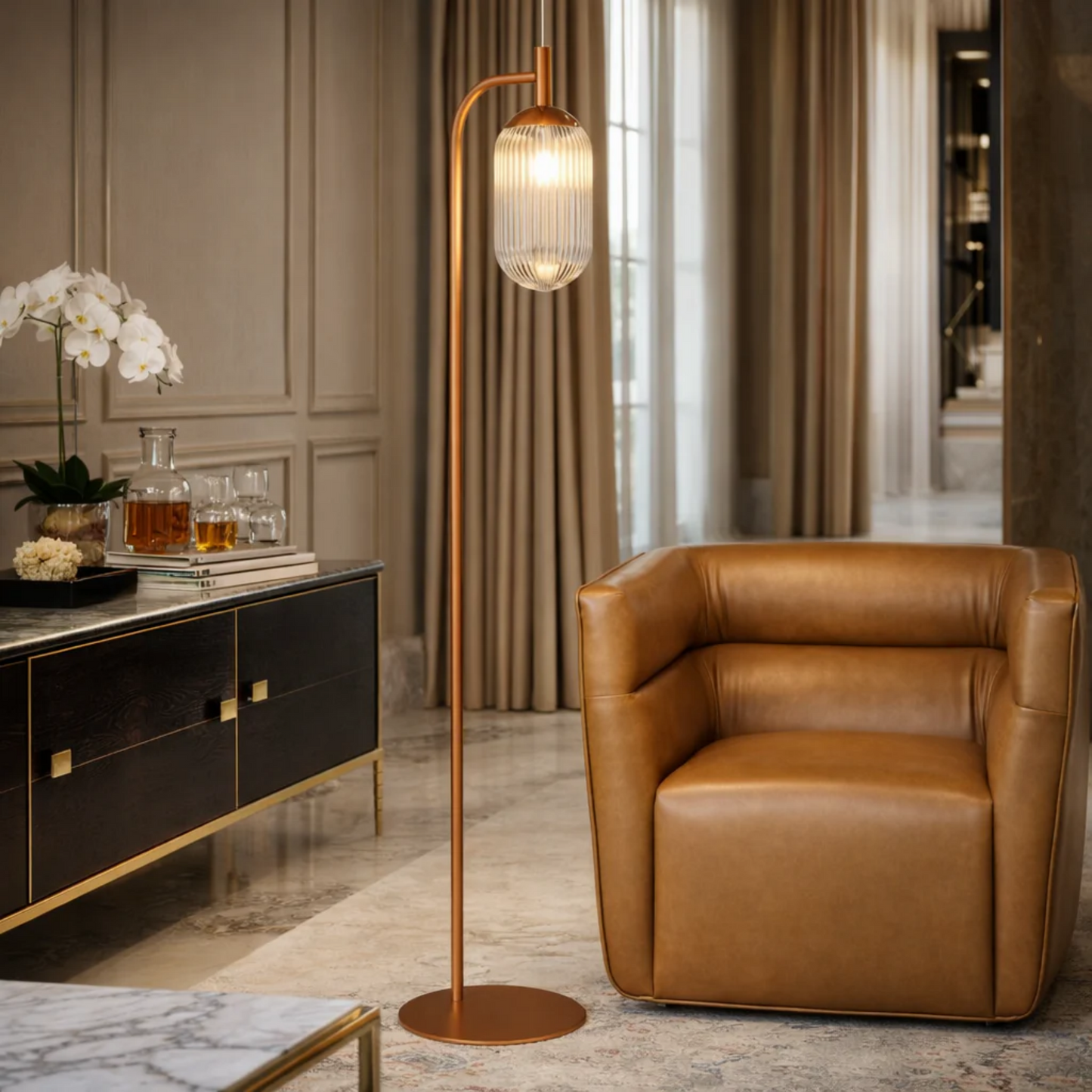 Classic Modern Floor Lamp, Upward Lighting Design For Living Room