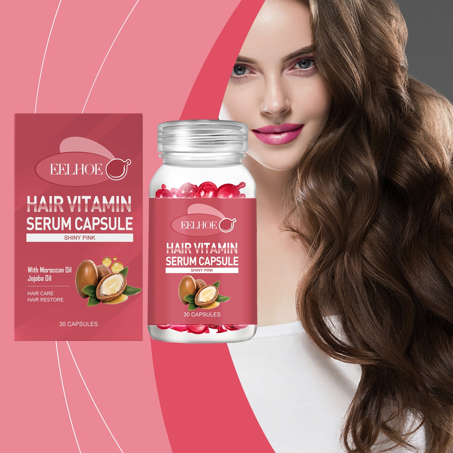 Hair Oil Care Capsules with Jojoba and Moroccan Nut Oil for Frizz Control