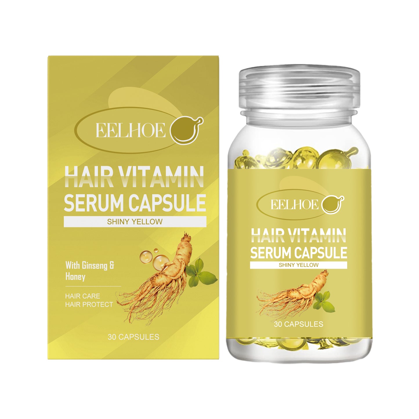 Hair Oil Capsules for Dry Frizzy Hair - Nourishing Ginseng & Honey Serum