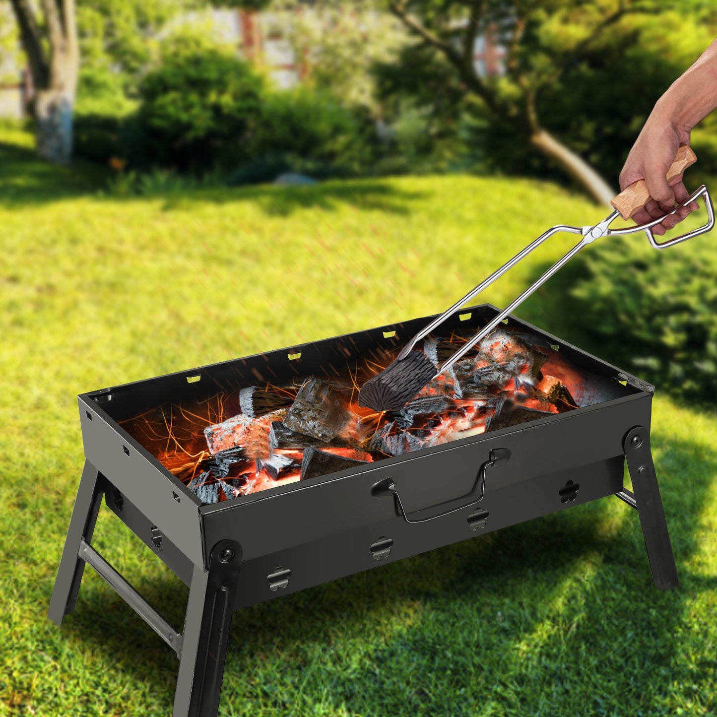 Portable Foldable Charcoal BBQ Grill for Camping & Outdoor Use