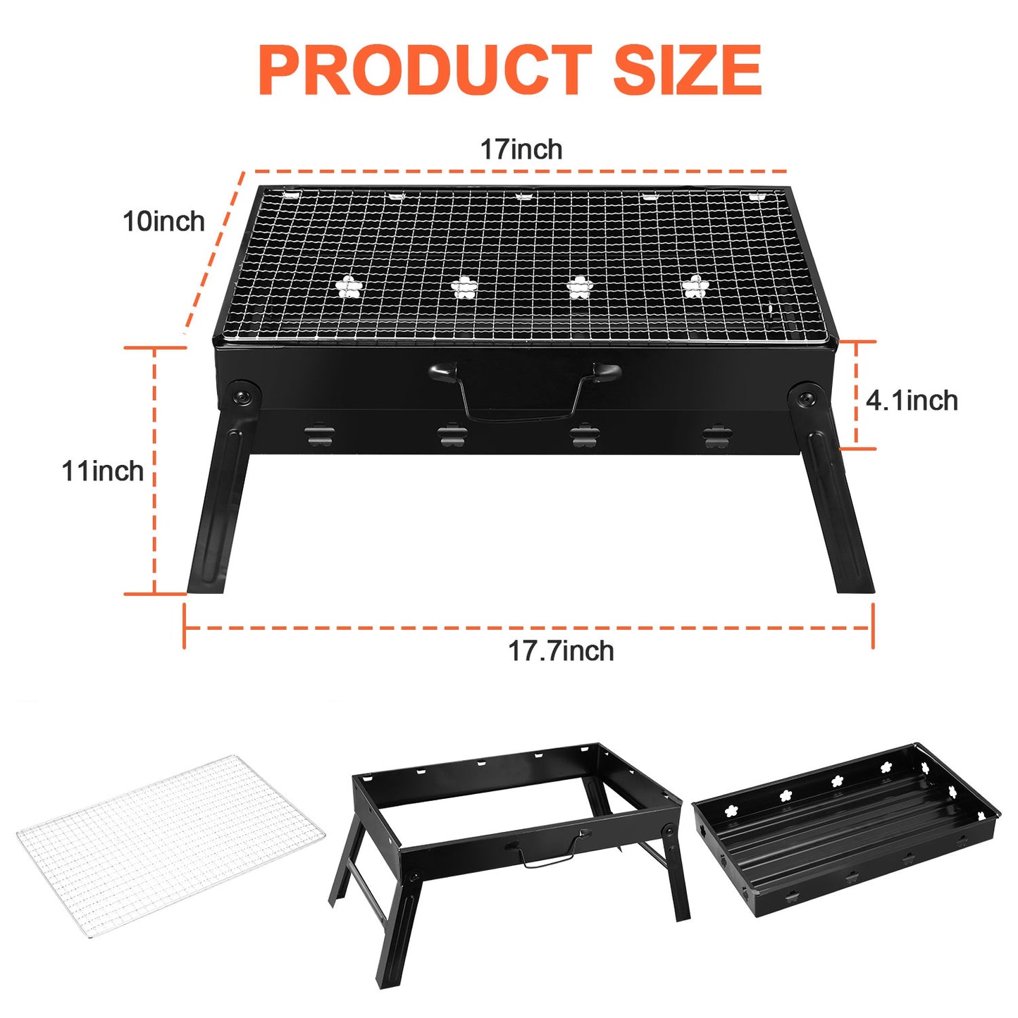 Portable Foldable Charcoal BBQ Grill for Camping & Outdoor Use
